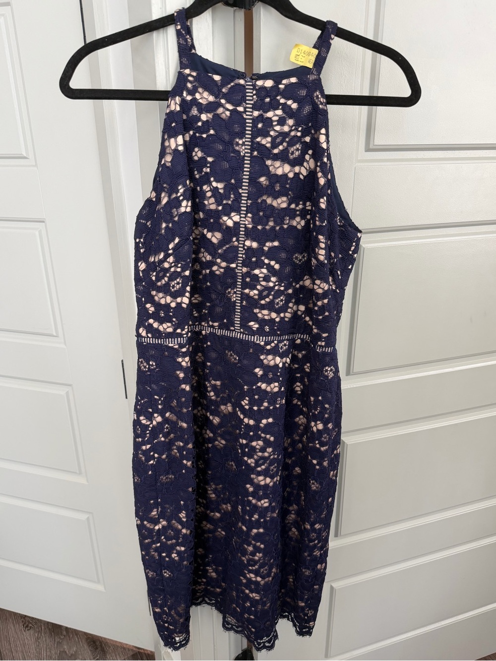 Vince Camuto Navy and Nude Lace Cocktail Dress